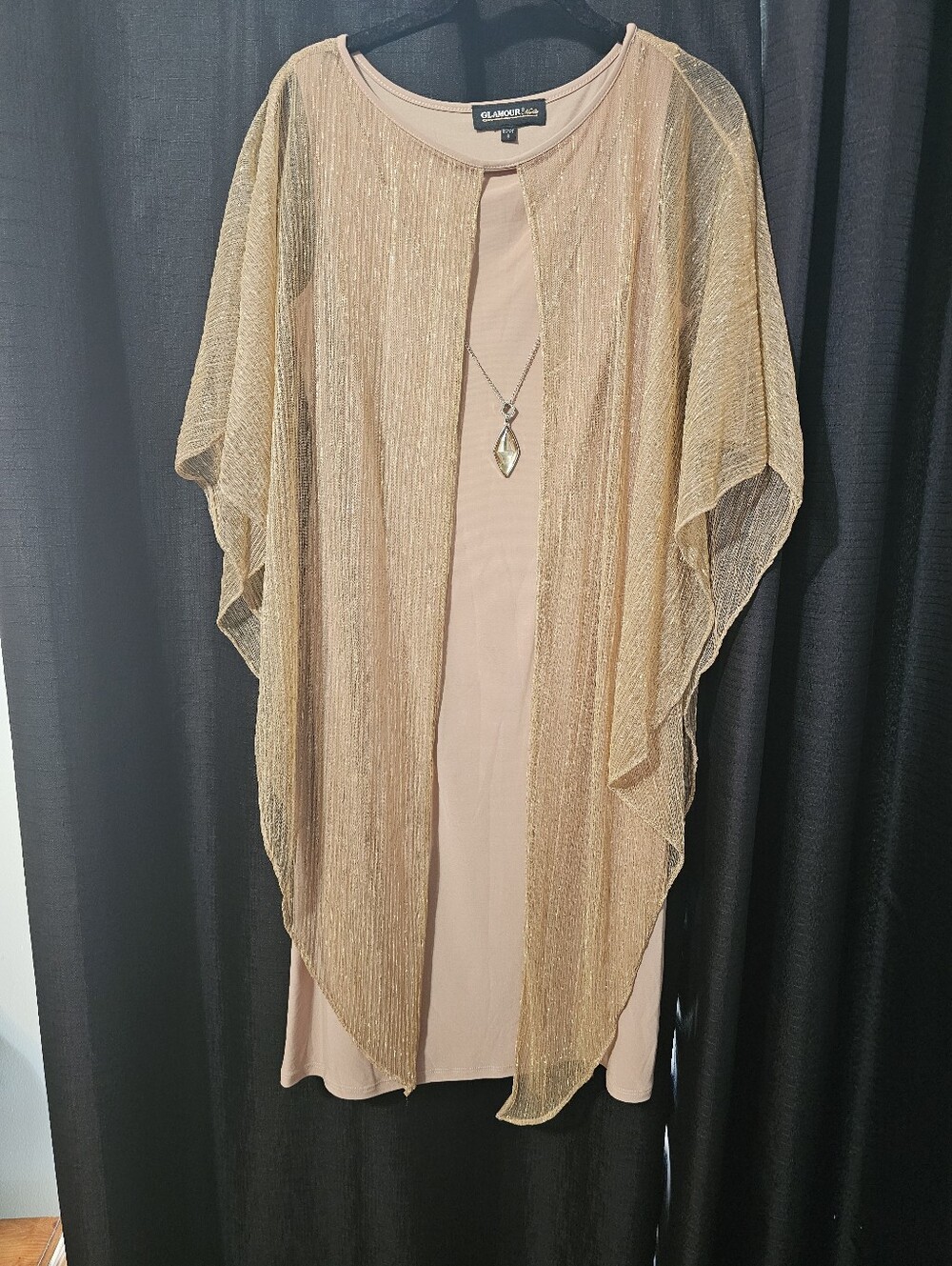 Glamour One Piece Women's Cape Dress with Necklace Size 6